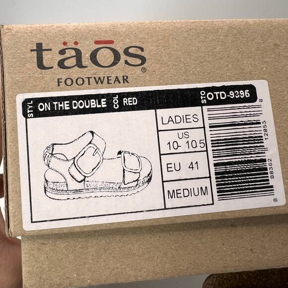 Taos On the Double Leather Wide Strap Sandal Red Comfort Shoe Women 10 - Picture 10 of 10